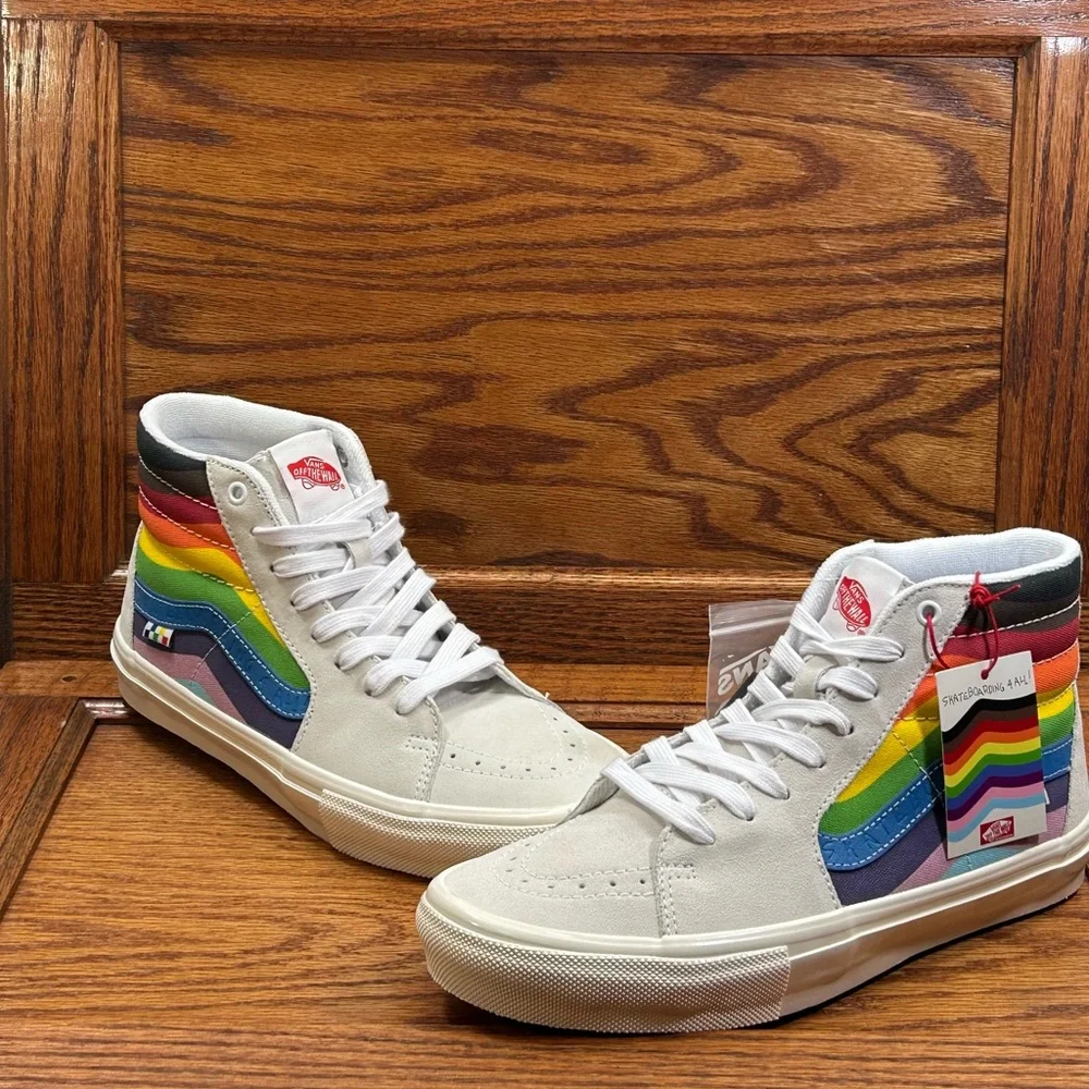 Vans Skate‎ Sk8 Hi Pride White Multi Shoes - Picture 3 of 9